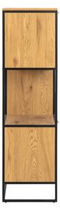 Crna polica za knjige u dekoru hrasta 85x141 cm Swindon - Actona