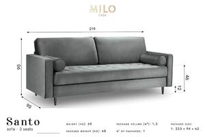 Svijetlosiva baršunasta sofa Milo Casa Santo, 219 cm