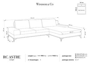 Sivi baršunasti kauč na razvlačenje Windsor & Co Sofas Astre, desni kut