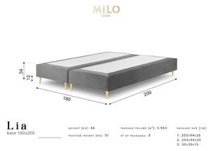Bež baršunasti bračni krevet Milo Casa Lia, 180 x 200 cm