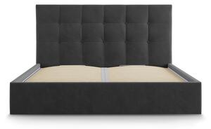 Tamno sivi bračni krevet od baršuna Mazzini Kreveti Nerin, 180 x 200 cm