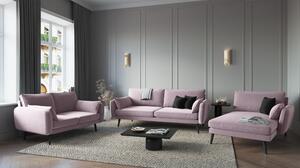 Svijetlo ružičasta baršunasta sofa s crnim nogama Kooko Home Lento, 158 cm