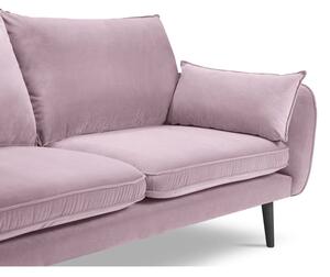 Svijetlo ružičasta baršunasta sofa s crnim nogama Kooko Home Lento, 158 cm