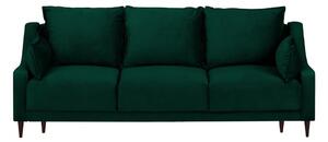 Tamnozeleni baršunasti kauč na razvlačenje s prostorom za odlaganje Mazzini Sofas Freesia, 215 cm
