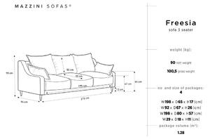 Sivi baršunasti kauč na razvlačenje s prostorom za odlaganje Mazzini Sofas Freesia, 215 cm