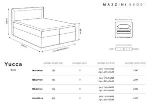 Tamnosivi Bračni krevet od baršuna Mazzini Beds Mimicry, 160 x 200 cm