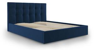Bračni krevet od tamnoplavog baršuna Mazzini Kreveti Nerin, 160 x 200 cm