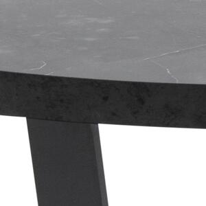 Crni stol za kavu s pločom u dekoru mramora Actona Amble, ⌀ 77 cm