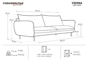 Sofa svijetloplavi baršun 230 cm Vienna - Cosmopolitan Design