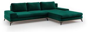 Zeleni baršunasta kutna garnitura na razvlačenje Windsor & Co Sofa Astra, desni kut