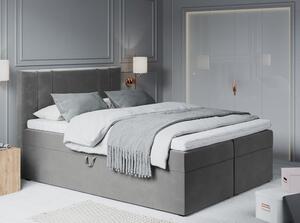Svijetlo sivi baršunasti bračni krevet Mazzini Kreveti Afra, 160 x 200 cm