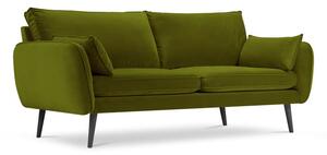 Zelena sofa od baršuna s crnim nogama Kooko Home Lento, 198 cm