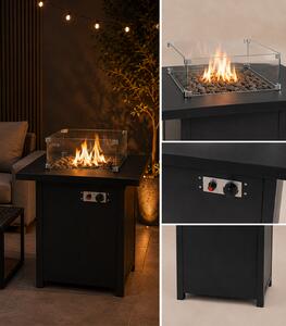 Plinska grijalica za vrt i terasu od 13 kW s lava kamenjem – 134 x 41 x 134 cm, crna