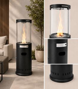 Plinska grijalica za vrt i terasu od 11 kW s efektom plamena – 134 x 41 cm, crna
