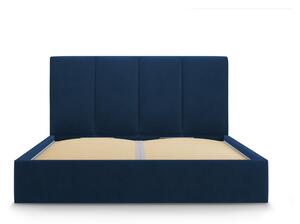 Bračni krevet od tamnoplavog baršuna Mazzini Kreveti Juniper, 140 x 200 cm