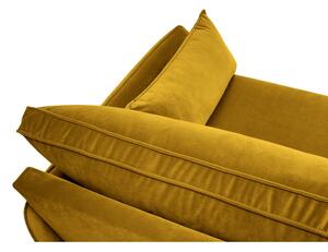 Žuti baršunasti kauč s crnim nogama Kooko Home Lento, 198 cm