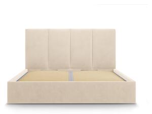 Bež bračni krevet od baršuna Mazzini Kreveti Juniper, 180 x 200 cm
