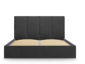 Bračni krevet od tamno sivog baršuna Mazzini Kreveti Juniper, 160 x 200 cm