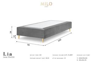 Jednostruki krevet od ljubičastog baršuna Milo Casa Lia, 90 x 200 cm