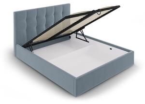 Svijetloplavi bračni krevet od baršuna Mazzini Kreveti Nerin, 160 x 200 cm