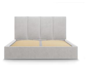 Svijetlo sivi bračni krevet od baršuna Mazzini Kreveti Juniper, 180 x 200 cm