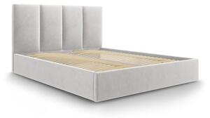 Svijetlo sivi bračni krevet od baršuna Mazzini Kreveti Juniper, 140 x 200 cm