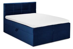 Plavi baršunasti bračni krevet Mazzini Kreveti Mimicry, 180 x 200 cm