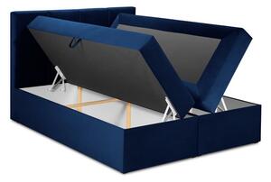 Black Friday - Bračni krevet od plavog baršuna Mazzini Kreveti Mimicry, 200 x 200 cm