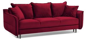 Crveni baršunasti kauč na razvlačenje Kooko Home Basso