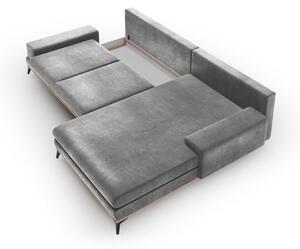 Sivi baršunasti kauč na razvlačenje Windsor & Co Sofas Astre, desni kut