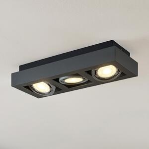 Arcchio stropni reflektor Ronka, 50 cm, 3 žarulje, sivi, GU10, prigušiva, Sivo, Dnevni boravak/blagovaonica, Metal