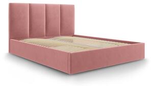 Bračni krevet od ružičastog baršuna Mazzini Kreveti Juniper, 140 x 200 cm