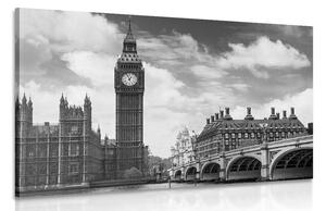 Slika Big Ben u Londonu u crno-bijelom dizajnu