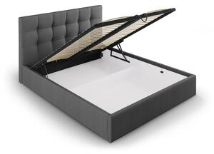 Tamno sivi bračni krevet Mazzini Kreveti Nerin, 160 x 200 cm
