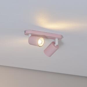 TK Lighting Stropni reflektor Livia, ružičasti, 35 cm, 2 žarulje, metal, GU10, prigušiva, Ružičasta ruža, rasadnik, Metal
