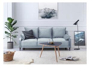 Svijetloplavi baršunasti kauč na razvlačenje s prostorom za odlaganje Mazzini Sofas Freesia, 215 cm
