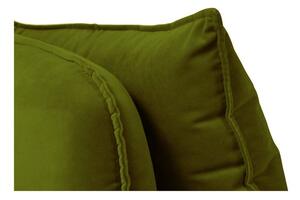Zelena baršunasta ležaljka s crnim nogama Kooko Home Lento, lijevi kut