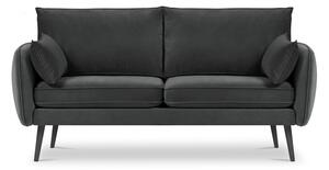 Tamnosiva baršunasta sofa s crnim nogama Kooko Home Lento, 158 cm