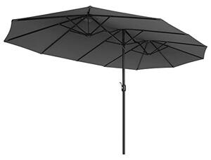 Dvostrani suncobran 460 x 270 cm, UPF 50+ zaštita, bez baze, sivi