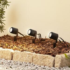 Lindby Smart LED vanjski reflektor Nymo, CCT, RGB, Tuya, set od 3 kom, prigušiva, Crno, Metal