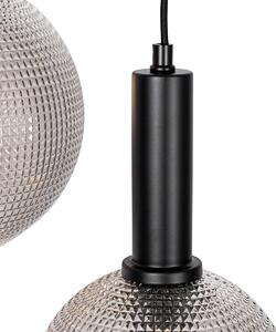 Dizajnerska viseća lampa crna sa dimnim staklom 3 svjetla - Chico