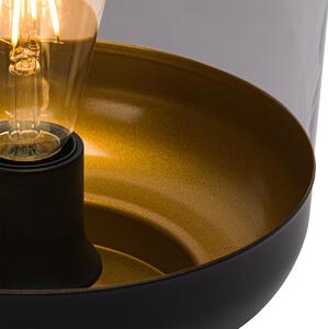 Dizajnerska podna lampa crna sa zlatom i dimnim staklom - Kyan
