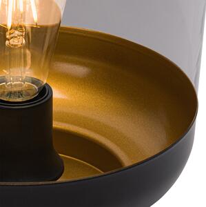 Dizajnerska stolna lampa crna sa zlatom i dimnim staklom - Kyan