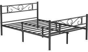 Francuski okvir kreveta, metalni okvir kreveta 198 x 86,4 x 141,8 cm, crni | VASAGLE