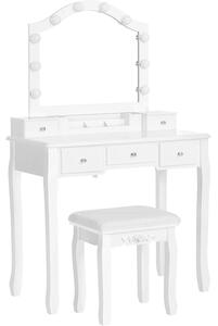 VASAGLE toaletni stolić s podstavljenim tabureom i ogledalom, trodijelni set, 80 x 139 x 40 cm