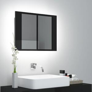 VidaXL LED kupaonski ormarić s ogledalom visoki sjaj crni 60x12x45 cm