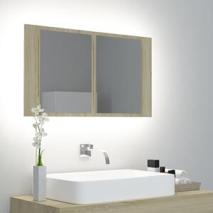 VidaXL LED kupaonski ormarić s ogledalom boja hrasta 80 x 12 x 45 cm