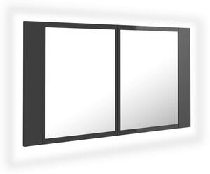 VidaXL LED kupaonski ormarić s ogledalom sjajni sivi 80x12x45 akrilni