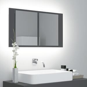 VidaXL LED kupaonski ormarić s ogledalom sivi 80 x 12 x 45 cm