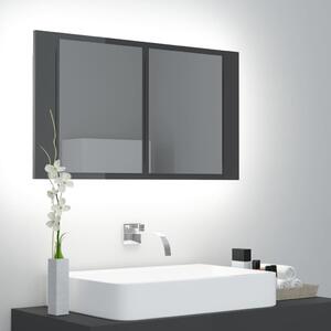 VidaXL LED kupaonski ormarić s ogledalom sjajni sivi 80 x 12 x 45 cm